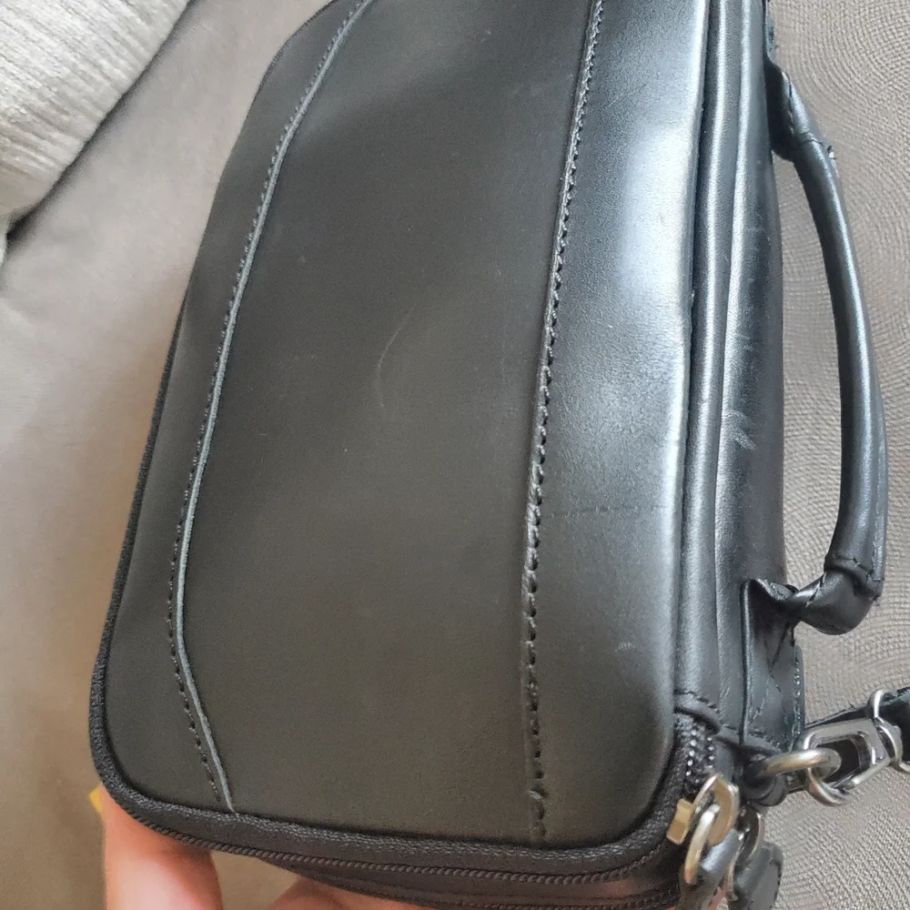 L.L. Bean Vintage Black Leather Planer, Wallet Organizer Bag Mens